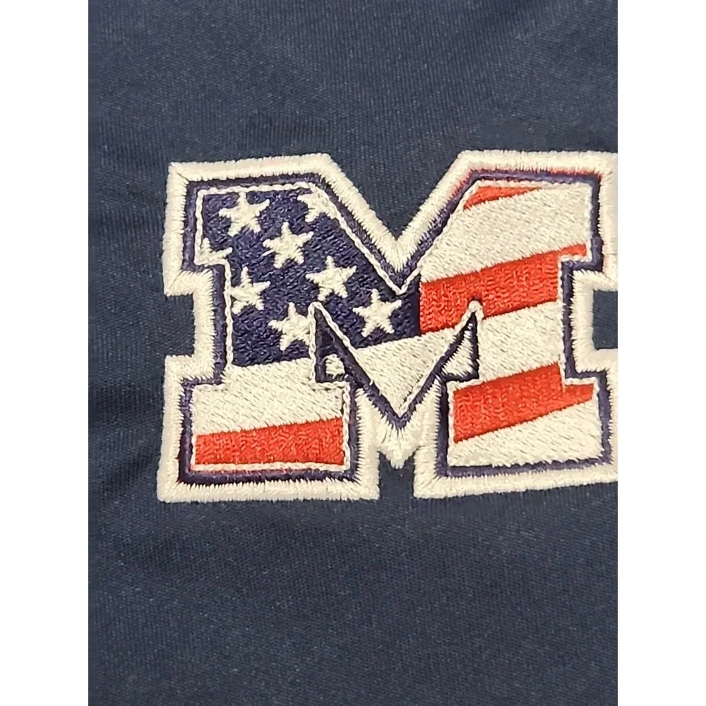 Adidas‎ Climalite Mens Large Navy Blue White Polo Shirt American Flag M Logo